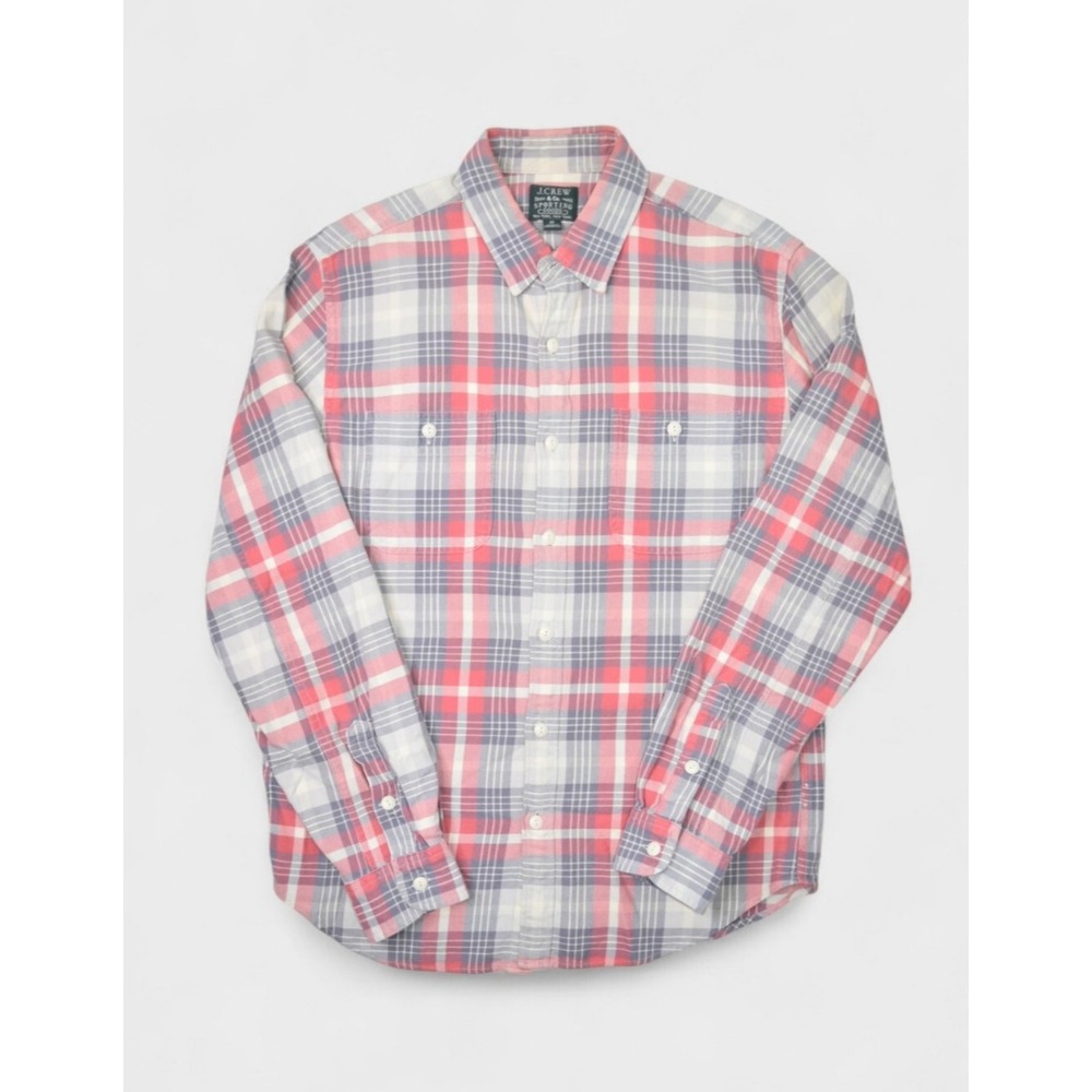 J Crew Shirt Mens M Sporting Goods Flannel Cotton Plaid Sportsman Button Up